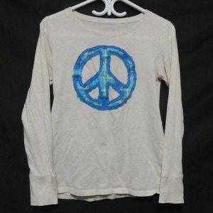 OLD NAVY | medium | long sleeve shirt with Peace Symbol design on front | EUC